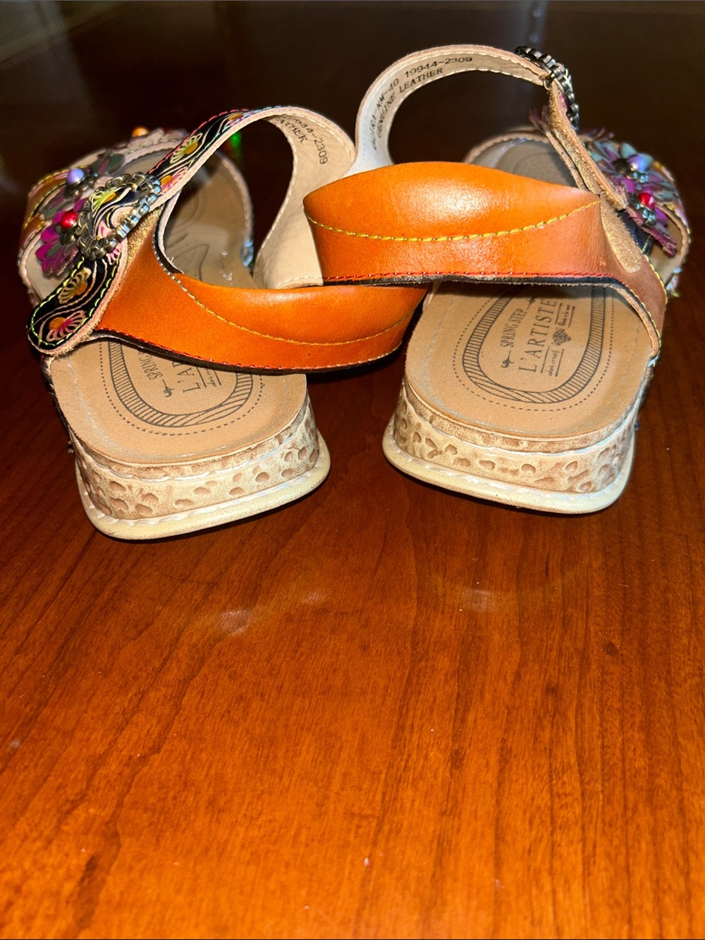 Women's Floral Multi-Color Leather Sandals - Picture 3 of 7